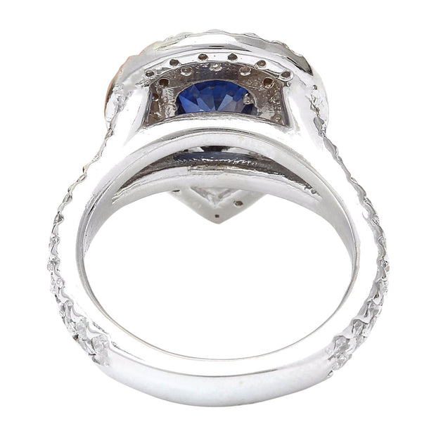 2.95 Carat Natural Sapphire 14K Solid White Gold Diamond Ring - Fashion Strada