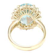 6.92 Carat Natural Aquamarine 14K Solid Yellow Gold Diamond Ring - Fashion Strada
