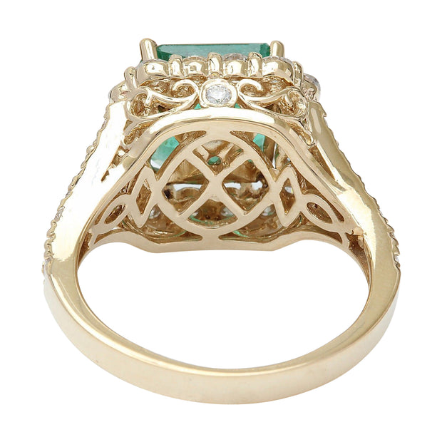 4.39 Carat Natural Emerald 14K Solid Yellow Gold Diamond Ring - Fashion Strada