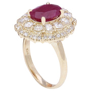 4.78 Carat Natural Ruby 14K Solid Yellow Gold Diamond Ring - Fashion Strada
