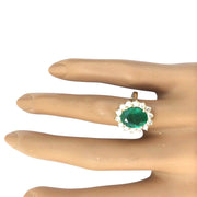 2.83 Carat Natural Emerald 14K Solid Yellow Gold Diamond Ring - Fashion Strada