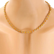 41.25 Carat Natural Citrine 14K Solid Yellow Gold Diamond Necklace - Fashion Strada