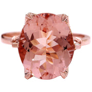 6.25 Carat Natural Morganite 14K Solid Rose Gold Diamond Ring - Fashion Strada