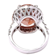 13.50 Carat Natural Morganite 14K Solid White Gold Diamond Ring - Fashion Strada
