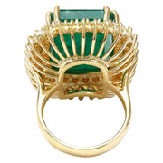 20.77 Carat Natural Emerald 14K Solid Yellow Gold Diamond Ring - Fashion Strada
