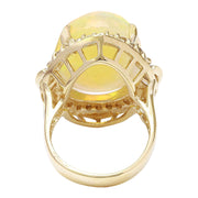18.15 Carat Natural Opal 14K Solid Yellow Gold Diamond Ring - Fashion Strada