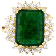 6.60 Carat Natural Emerald 14K Solid Yellow Gold Diamond Ring - Fashion Strada