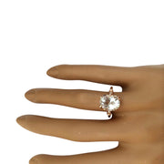 3.40 Carat Natural Aquamarine 14K Solid Rose Gold Diamond Ring - Fashion Strada