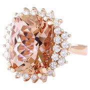9.38 Carat Natural Morganite 14K Solid Rose Gold Diamond Ring - Fashion Strada