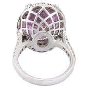 14.07 Carat Natural Kunzite 14K Solid White Gold Diamond Ring - Fashion Strada