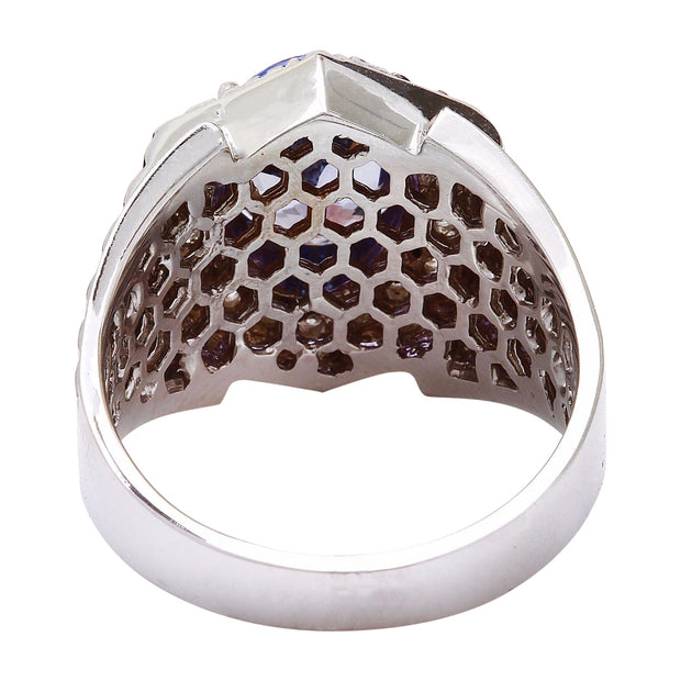 4.62 Carat Natural Tanzanite 14K Solid White Gold Diamond Ring - Fashion Strada