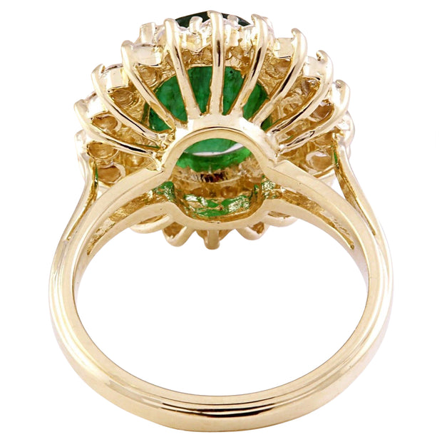 4.28 Carat Natural Emerald 14K Solid Yellow Gold Diamond Ring - Fashion Strada