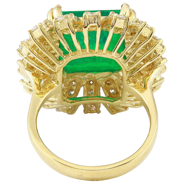 8.50 Carat Natural Emerald 14K Solid Yellow Gold Diamond Ring - Fashion Strada
