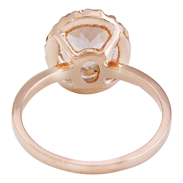 2.87 Carat Natural Morganite 14K Solid Rose Gold Diamond Ring - Fashion Strada
