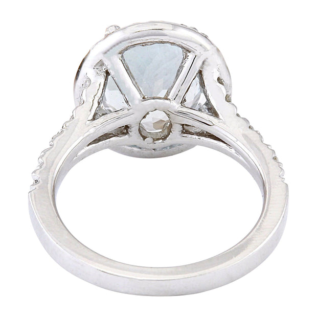 3.68 Carat Natural Aquamarine 14K Solid White Gold Diamond Ring - Fashion Strada