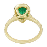 1.50 Carat Natural Emerald 14K Solid Yellow Gold Diamond Ring - Fashion Strada