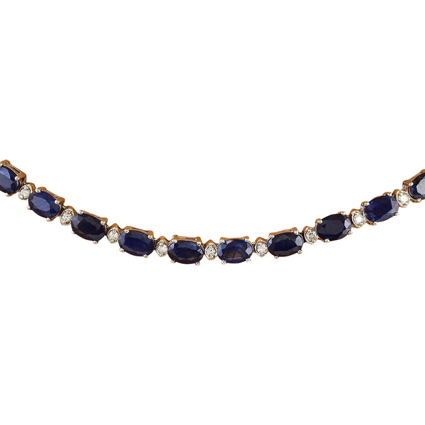31.25 Carat Natural Sapphire 14K Solid White Gold Diamond Necklace - Fashion Strada