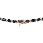 31.25 Carat Natural Sapphire 14K Solid White Gold Diamond Necklace - Fashion Strada