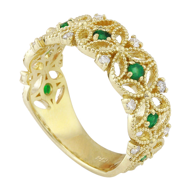 0.45 Carat Natural Emerald 14K Solid Yellow Gold Diamond Ring - Fashion Strada