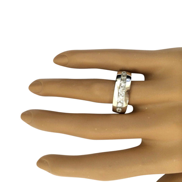 MENS 1.17 Carat Natural Diamond 14K Solid White Gold Ring - Fashion Strada