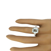 2.90 Carat Natural Aquamarine 14K Solid White Gold Diamond Ring - Fashion Strada