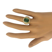 5.56 Carat Natural Emerald 14K Solid Yellow Gold Diamond Ring - Fashion Strada