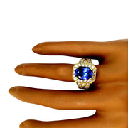 4.50 Carat Natural Tanzanite 14K Solid Yellow Gold Diamond Ring - Fashion Strada