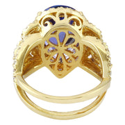 7.73 Carat Natural Tanzanite 14K Solid Yellow Gold Diamond Ring - Fashion Strada