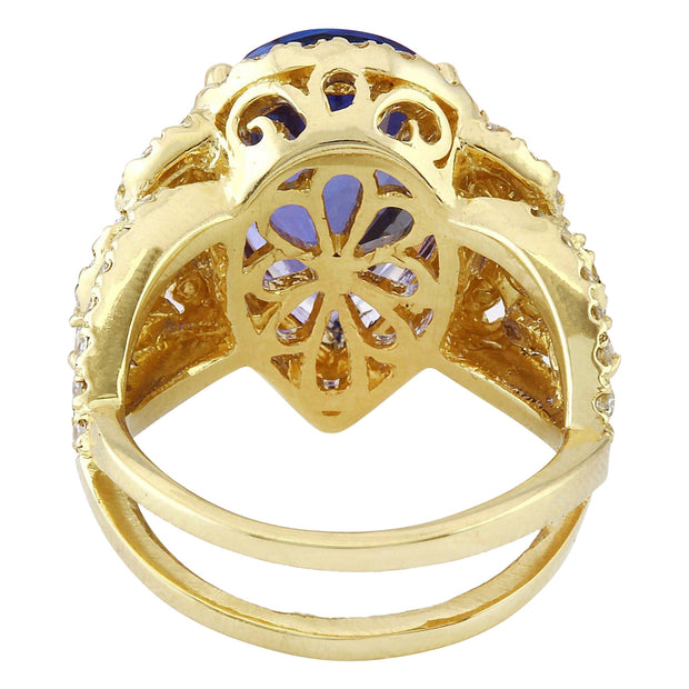 7.73 Carat Natural Tanzanite 14K Solid Yellow Gold Diamond Ring - Fashion Strada