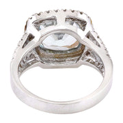 3.25 Carat Natural Aquamarine 14K Solid White Gold Diamond Ring - Fashion Strada