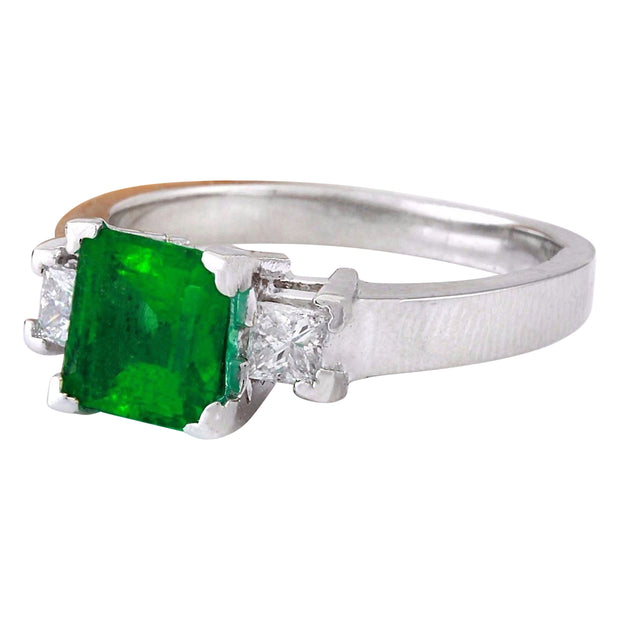 1.90 Carat Natural Emerald 14K Solid White Gold Diamond Ring - Fashion Strada