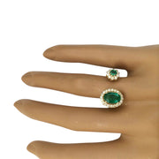 1.20 Carat Natural Emerald 14K Solid Yellow Gold Diamond Ring - Fashion Strada