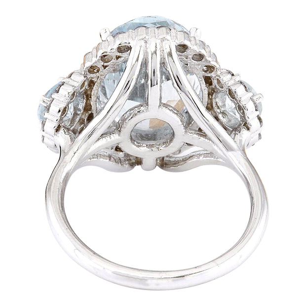 6.00 Carat Natural Aquamarine 14K Solid White Gold Diamond Ring - Fashion Strada