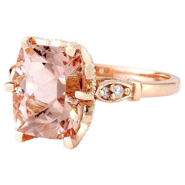 3.40 Carat Natural Morganite 14K Solid Rose Gold Diamond Ring - Fashion Strada