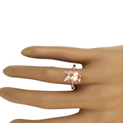 3.40 Carat Natural Morganite 14K Solid Rose Gold Diamond Ring - Fashion Strada