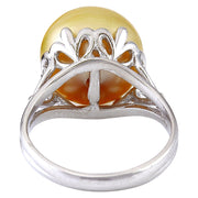 12.90 mm Gold South Sea Pearl 14K Solid White Gold Ring - Fashion Strada