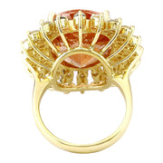 15.01 Carat Natural Morganite 14K Solid Yellow Gold Diamond Ring - Fashion Strada