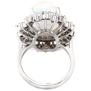 4.20 Carat Natural Opal 14K Solid White Gold Diamond Ring - Fashion Strada