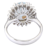 4.31 Carat Natural Aquamarine 14K Solid White Gold Diamond Ring - Fashion Strada