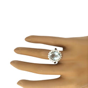 4.31 Carat Natural Aquamarine 14K Solid White Gold Diamond Ring - Fashion Strada