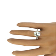 4.32 Carat Natural Aquamarine 14K Solid White Gold Diamond Ring - Fashion Strada