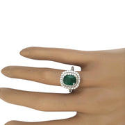 2.99 Carat Natural Emerald 14K Solid White Gold Diamond Ring - Fashion Strada