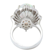 6.26 Carat Natural Opal 14K Solid White Gold Diamond Ring - Fashion Strada