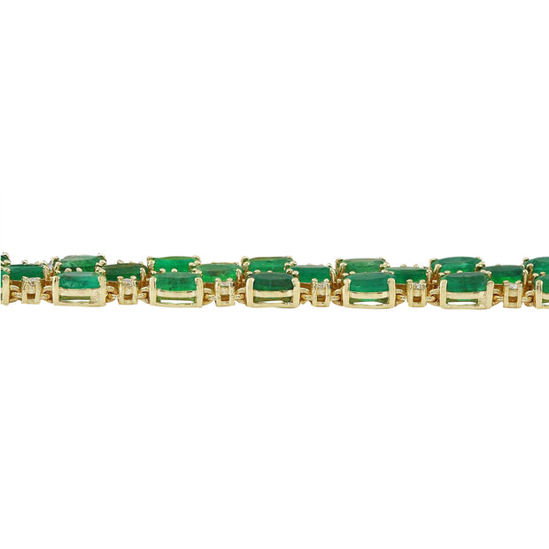 25.25 Carat Natural Emerald 14K Solid Yellow Gold Diamond Bracelet - Fashion Strada