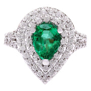 4.83 Carat Natural Emerald 14K Solid White Gold Diamond Ring - Fashion Strada