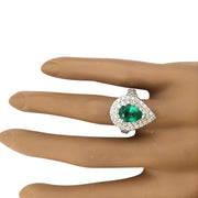 4.83 Carat Natural Emerald 14K Solid White Gold Diamond Ring - Fashion Strada