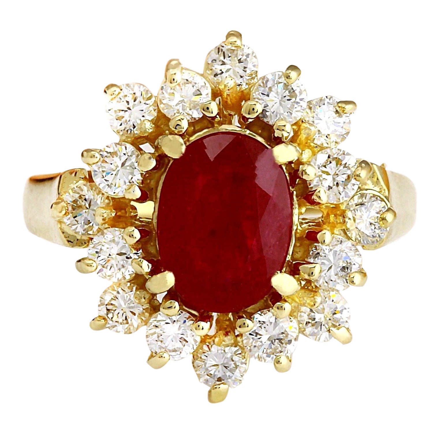 Natural Red Ruby Rings set with Diamonds in 9K and 18K White Gold and Yellow  Gold