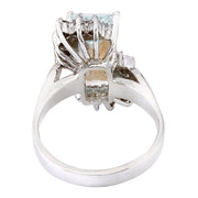 3.33 Carat Natural Aquamarine 14K Solid White Gold Diamond Ring - Fashion Strada