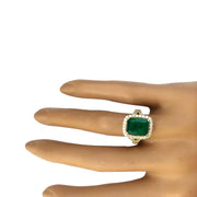 4.47 Carat Natural Emerald 14K Solid Yellow Gold Diamond Ring - Fashion Strada