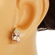 3.20 Carat Natural Morganite 14K Solid White Gold Diamond Earrings - Fashion Strada